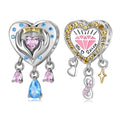 Heart Shape with Zircon Dangle LOVE MOM Charm Authentic 925 Sterling Silver Beads for Women Jewelry Charm Bracelet Dropshipping