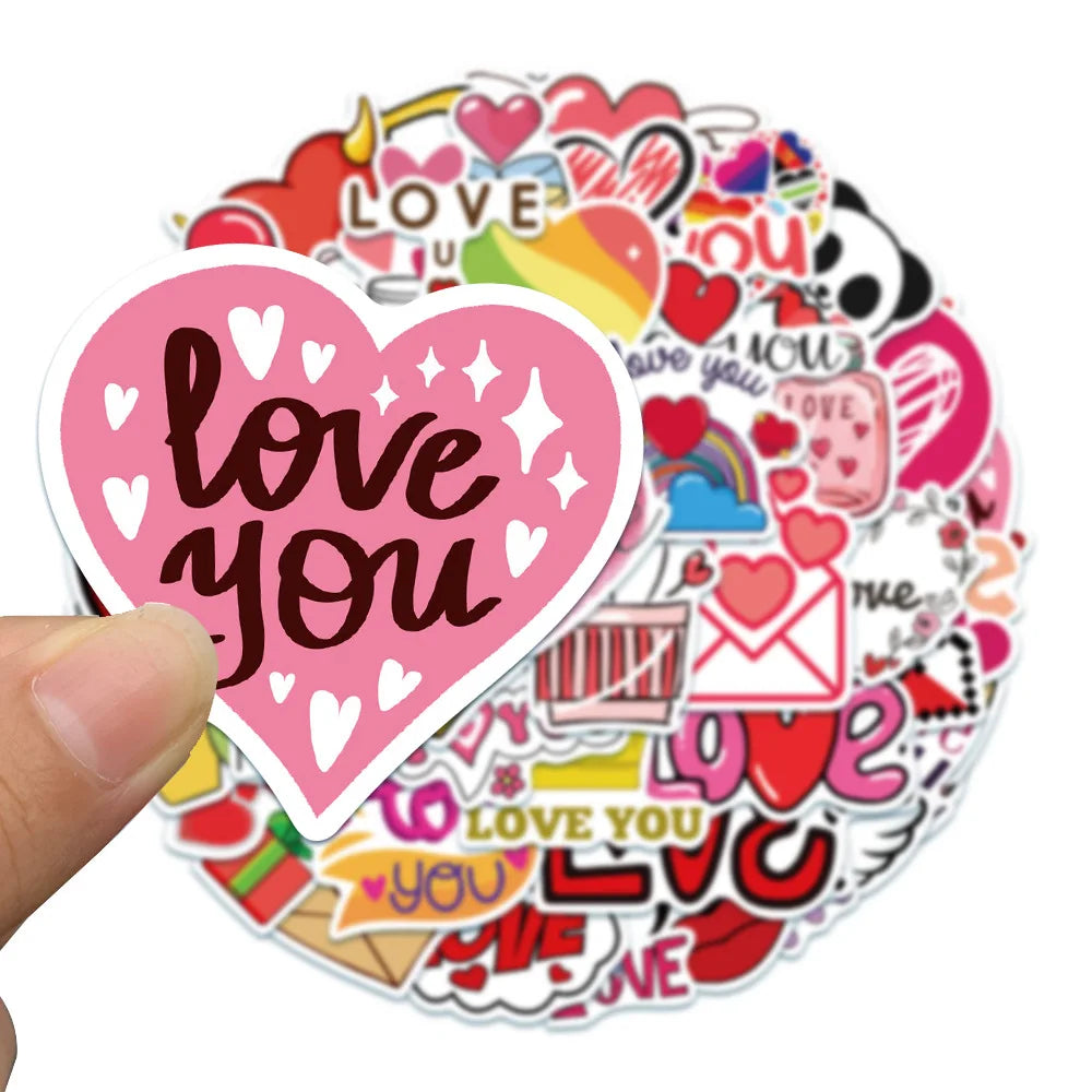 Custom 50Pcs Kawaii Cute Love Girl Waterproof Vinyl Decorative Sticker for Laptop Luggage Skateboard Bottle