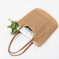 2026 Large Woven Oversize Cotton Crochet Bag Fashionable Lady's Natural Summer Beach Tote Leather Zip Two Portable Straps