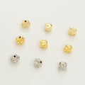 14K Gold Plated Flower Shaped Loose Bead White Gold Striped Bead 18K Gold Plated Brass Patterned Bead
