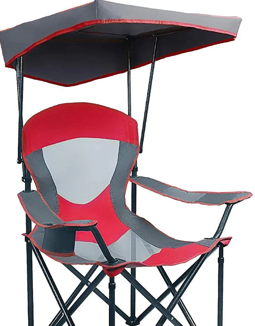 Woqi Heavy Duty Canopy Lounge Chair Sunshade Hiking Travel Chair with Cup Holder With Red