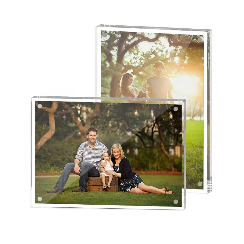 5x7 Transparent Acrylic Picture Frame Magnetic Photo Block Frame With Rounded Corners