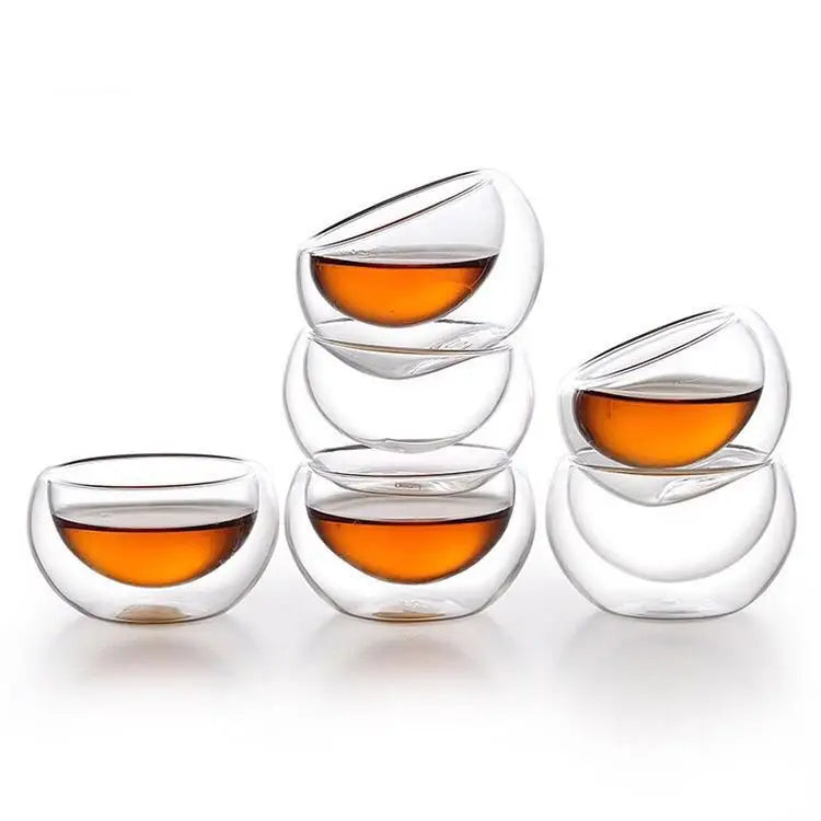 50ml Heat Resistant Transparent High Borosilicate Double Glass Tea Cup
