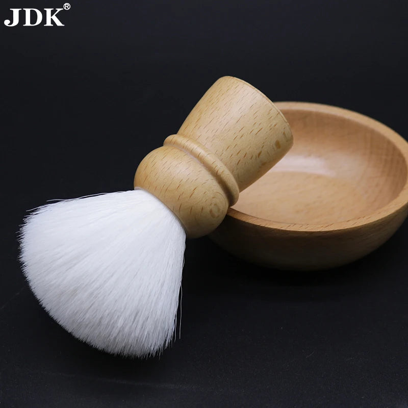 JDK Disposable Beech Wood White Color Eco Shaving Foam Beard Brush Vegan Facial Cleansing Shaving Tool Brush Travel
