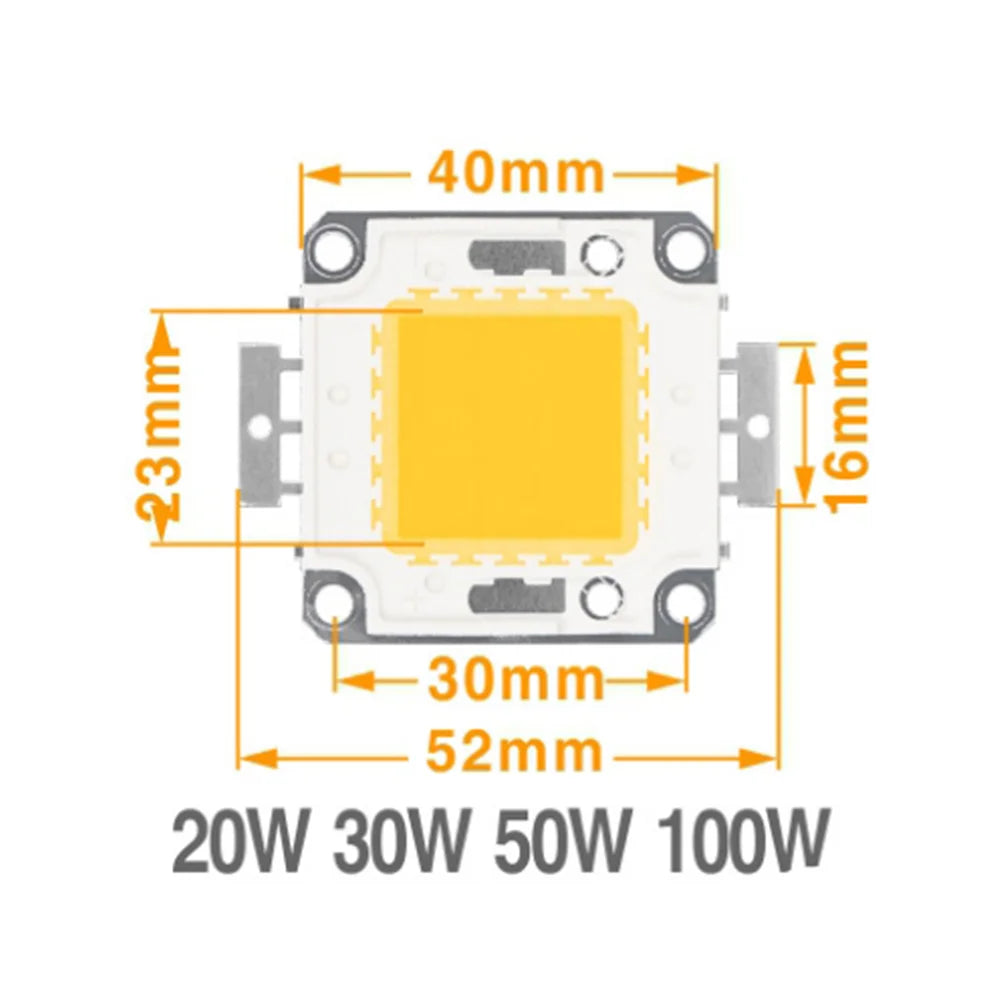 Wholesales Cooper Frame 12V 30-34V Integrated 10W 20W 30W 50W 100W High Power COB LED Chip Light for Plant Grow Lamp Floodlight