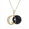 Trendy Women Jewelry 925 Sterling Silver Gold Plated Nightsky Moon Star Pendant Necklace