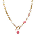 Bohemian 14K Gold Plated Curb Paperclip Handmade Bead Necklace Chain for Women