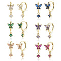 FUAMAY 925 Silver Birthstone Hoop Earrings Zircon Drop Earring Butterfly Earrings