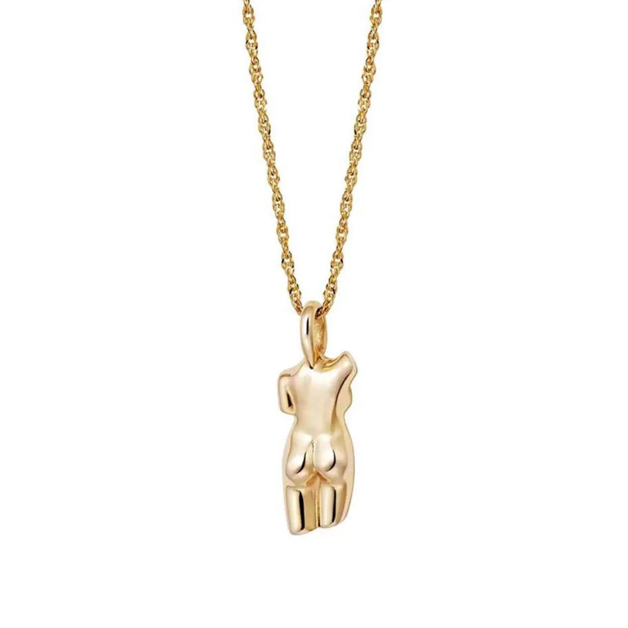 18K Gold Plated Plain Gold Figure Face Stainless Steel Necklace Pendant Necklace Creative Necklace Women Gift Tarnish Free Gold