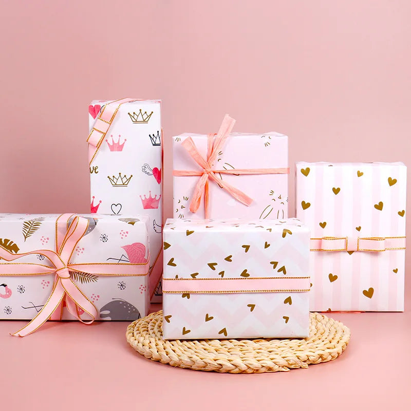 Valentine's Day Gold Foil Printed Gift Wrapping Paper for Love Birthday