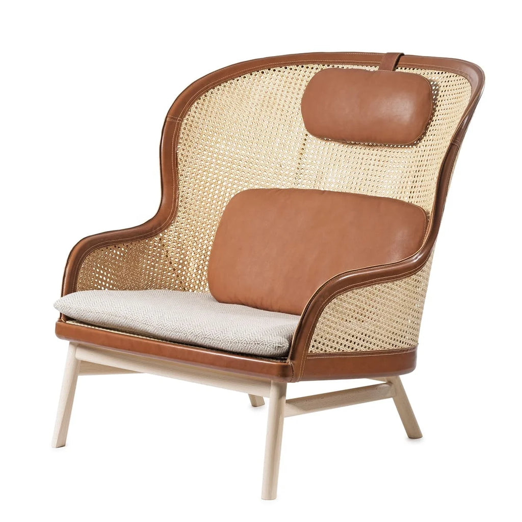 Piano Natural Wicker Rattan Cane Dandy Easy Lounge Chair