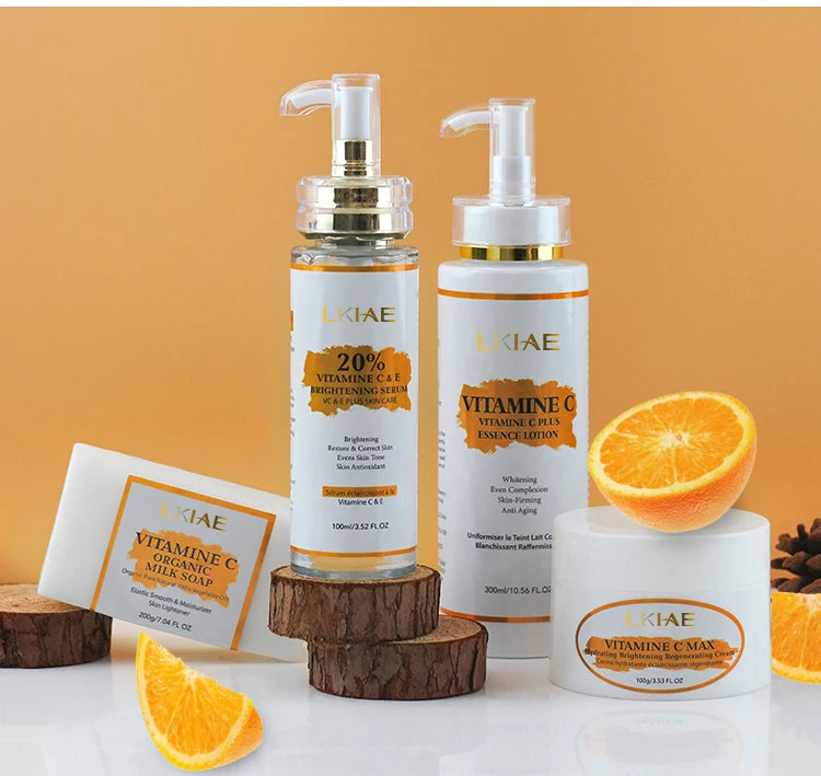 Private Label Best Selling Vitamin C Moisturizing Brightening Delay Skin Aging Brighten Skin Tone Whitening Skin Care Set