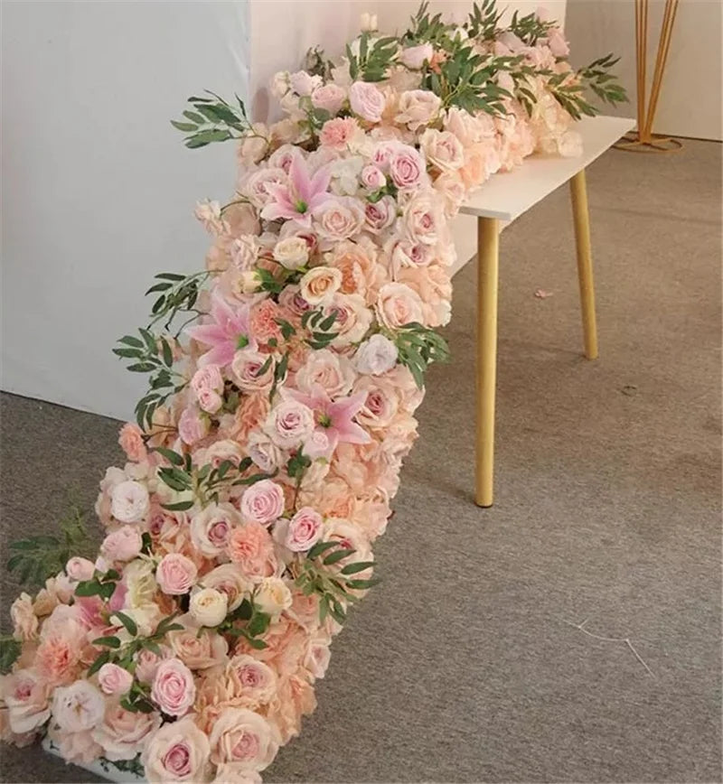 S02288 Artificial Flower Rows Wedding Aisle Flower Stand Decorate Table Runner Wedding Flower Runner for Decoration