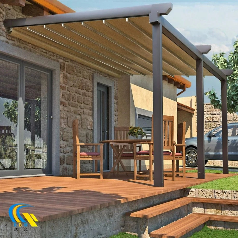 Motorized Outdoor Retractable Sun Shade Patio Awning Cover Outdoor Garden Canopy Deck Awnings Side Screen Awning Balcony