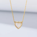 New S925 Sterling Silver Heart Shaped Shell Diamond Necklace Pendant Simple Fashion Heart Necklace