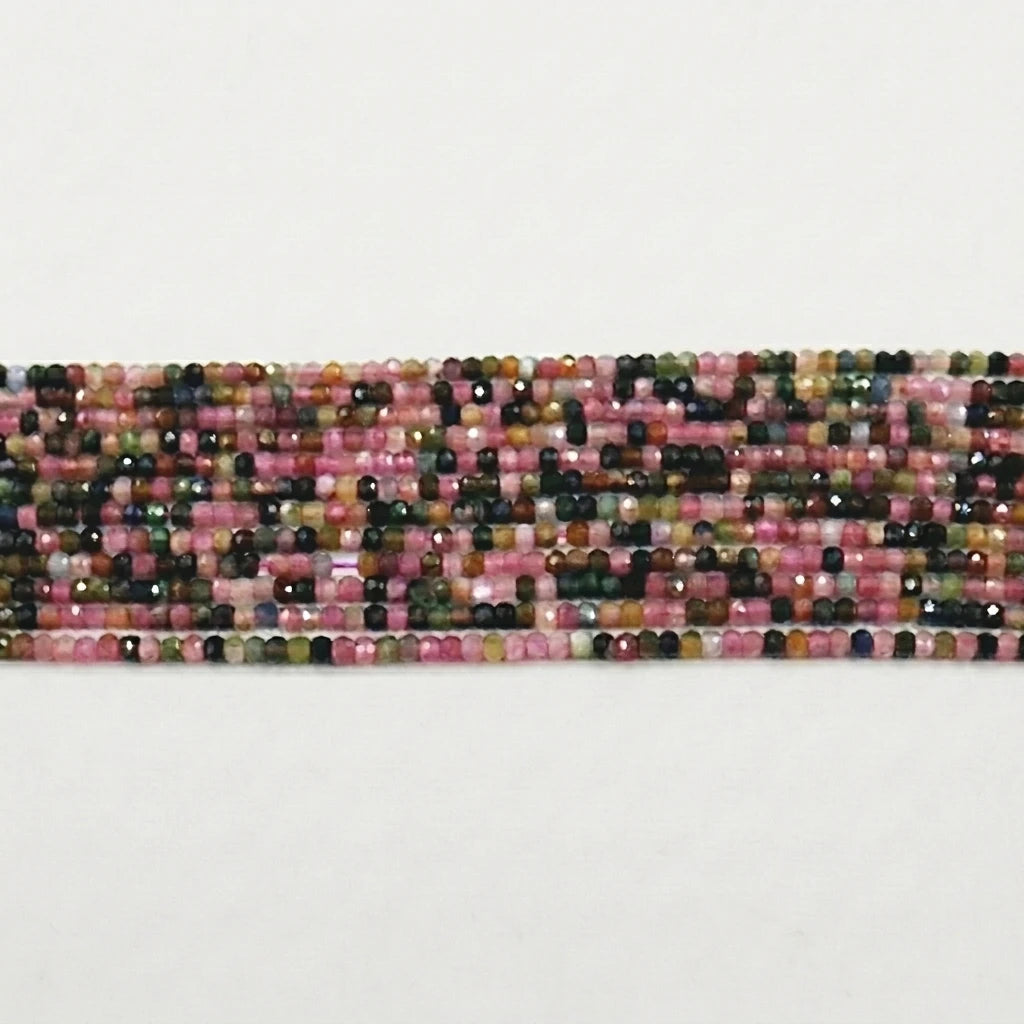 Wholesale Natural Small Tiny Rondel Faceted Tourmaline Beads 2mm 3mm Faceted Rondelle Stone Beads for Jewelry Making