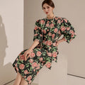American Women's Floor-Length Natural Waist Evening Formal A-Line Breathable Short Sleeve Vintage Dress Wholesale