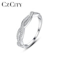 CZCITY Beauty Designed Lady Jewelry Sterling Silver 925 Woman Fashion Unique White Gold Plated CZ Ring