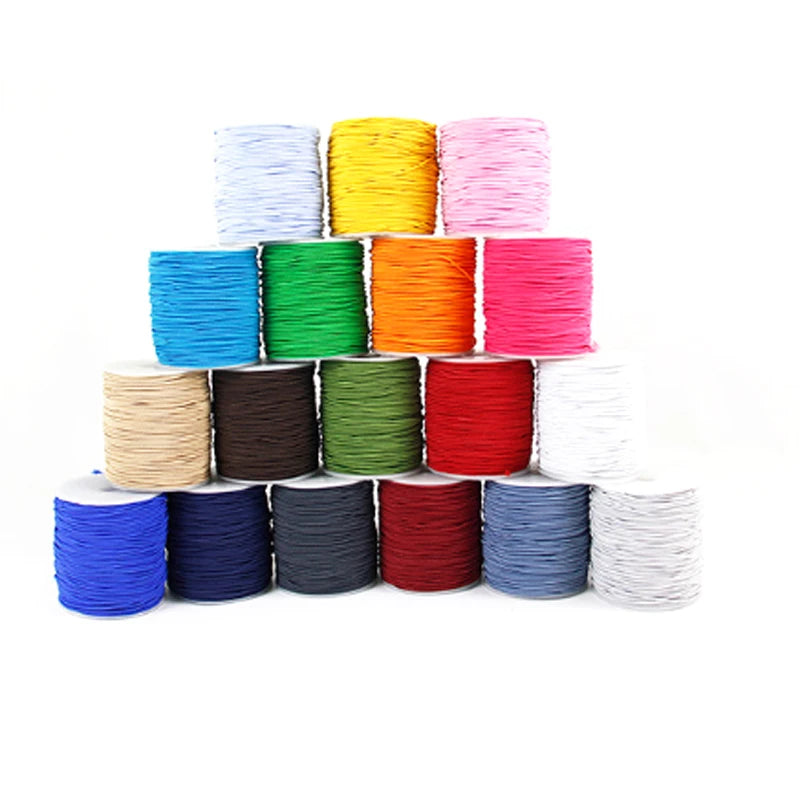 Wholesale 1mm Elastic Cord in Blue White and Many Colors 100% Polyester for Shoes Bags Garments Home Textiles