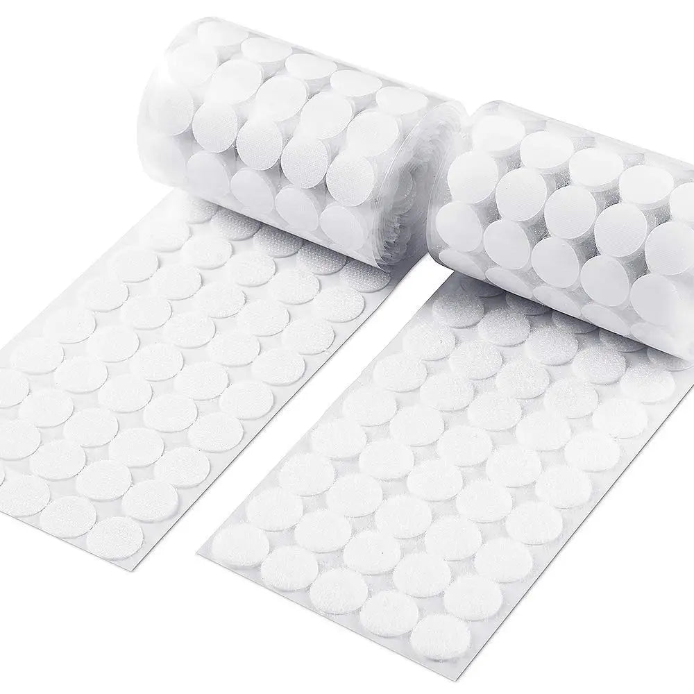 20mm Diameter Adhesive Hook and Loop Dots Sticky Back Heavy Duty Self Adhesive Dot Tapes for School (White)