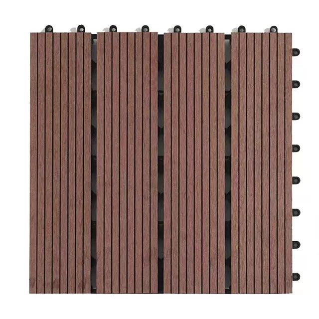Cheap Price Chocolate Reddish Brown Wpc Decking Diy Floor Tiles 300 X 300 for Terrace Garden