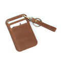 Real Genuine Leather RFID Blocking Crazy Horse Leather Card Holder Men Wallet With Keychain for Work and Travel