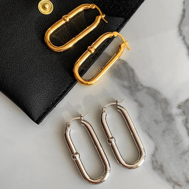 Hot Sale Brass Plated Simple Glossy Metal U-Shaped Earrings for Women Gift Jewelry Custom Design