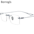 Borregls Rimless Titanium Glasses Men Brand Design Square Eyeglasses Frame Women Ultralight Optical Frameless Eyewear Act-fix