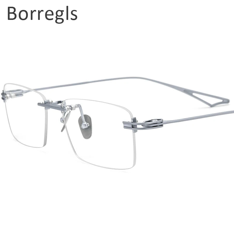 Borregls Rimless Titanium Glasses Men Brand Design Square Eyeglasses Frame Women Ultralight Optical Frameless Eyewear Act-fix
