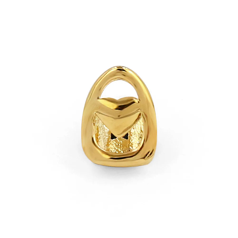 New Style Hip Hop Jewelry Eco-friendly Copper Brass Single Heart Gold Braces Teeth Grillz Rapper