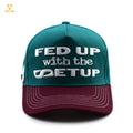OEM Sporty 5-Panel Baseball Cap with Curved Brim and 3D Embroidery Logo Burgundy Green Two-Tone Terry Fabric Sports Cap