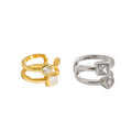 WMCE065 France 925 Sterling Silver Sparkling Single Ear Cuff 1 Piece Clear CZ Zirconia Gold Women Jewelry