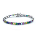 Hot Sale White Gold Plated Jewelry Bracelet Rainbow Nano Stone Tennis Chain Bracelet 925 Silver for Women