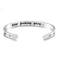 Wholesale Stainless Steel Men's Bracelets C-shaped Open Bracelet Inspirational Gift Engraved "keep Lucking Going"