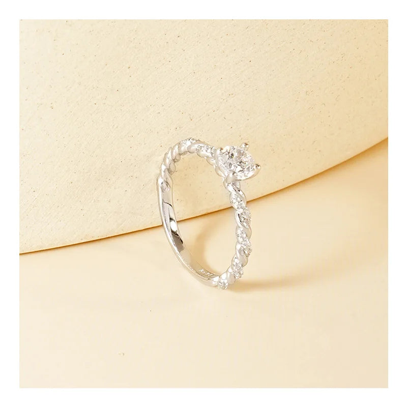 S925 Sterling Silver Vintage Twist Zircon Ring Fast Delivery for Wedding Engagement Party Anniversary