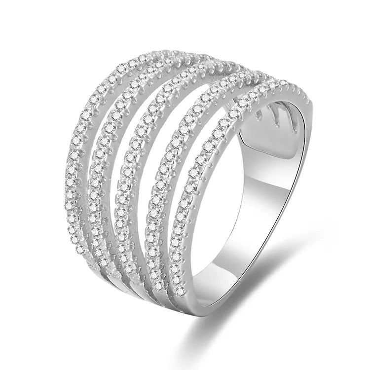 925 Sterling Silver Wedding Luxurious Zircon Rings
