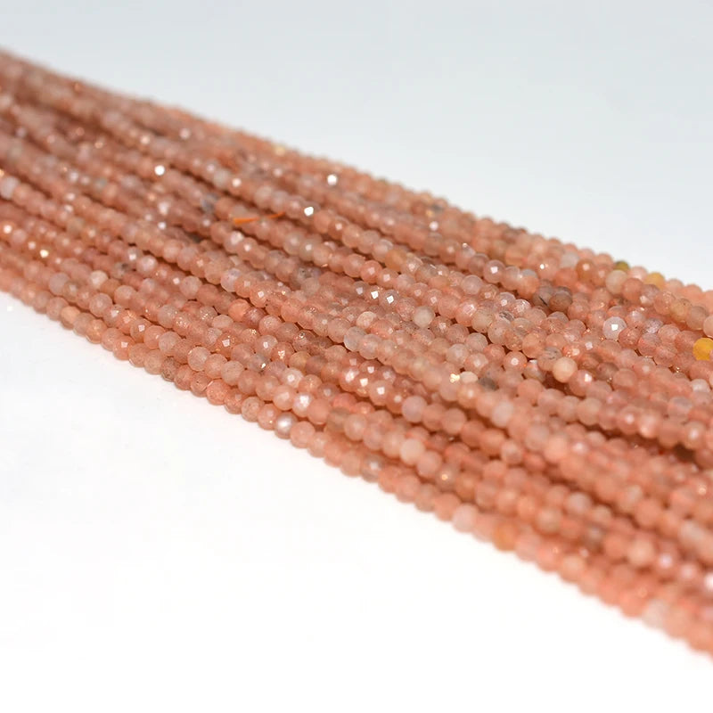 Factory Wholesale Price 100% Natural 3mm Faceted Sun Stone Loose Gemstone Beads