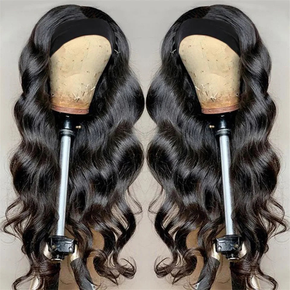 Head Band Wigs for Black Women Malaysian Body Wave Human Hair Wigs With Headband Glueless Remy Scarf Headband Wig Human Hair MegaBDM