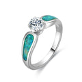 POLIVA Trendy Fine Jewelry 925 Sterling Silver Rhodium Plated White Blue 3A Cubic Zirconia Synthetic Opal Rings