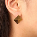 Chris April 316L Stainless Steel PVD Plated Rhombus Palace Style Chunky Stud Earring