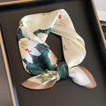 Wholesale Stylish Ladies Fashion 53*53cm Hook Flower Print Hair Silk Scarf Bandanas 100% Pure Silk square Neck Tie Scarf Women