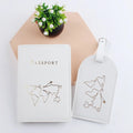 Multifunction Vegan Leather Passport Holder Luggage Tag Set Custom Logo Gold Stamping Travel Wallet Covers