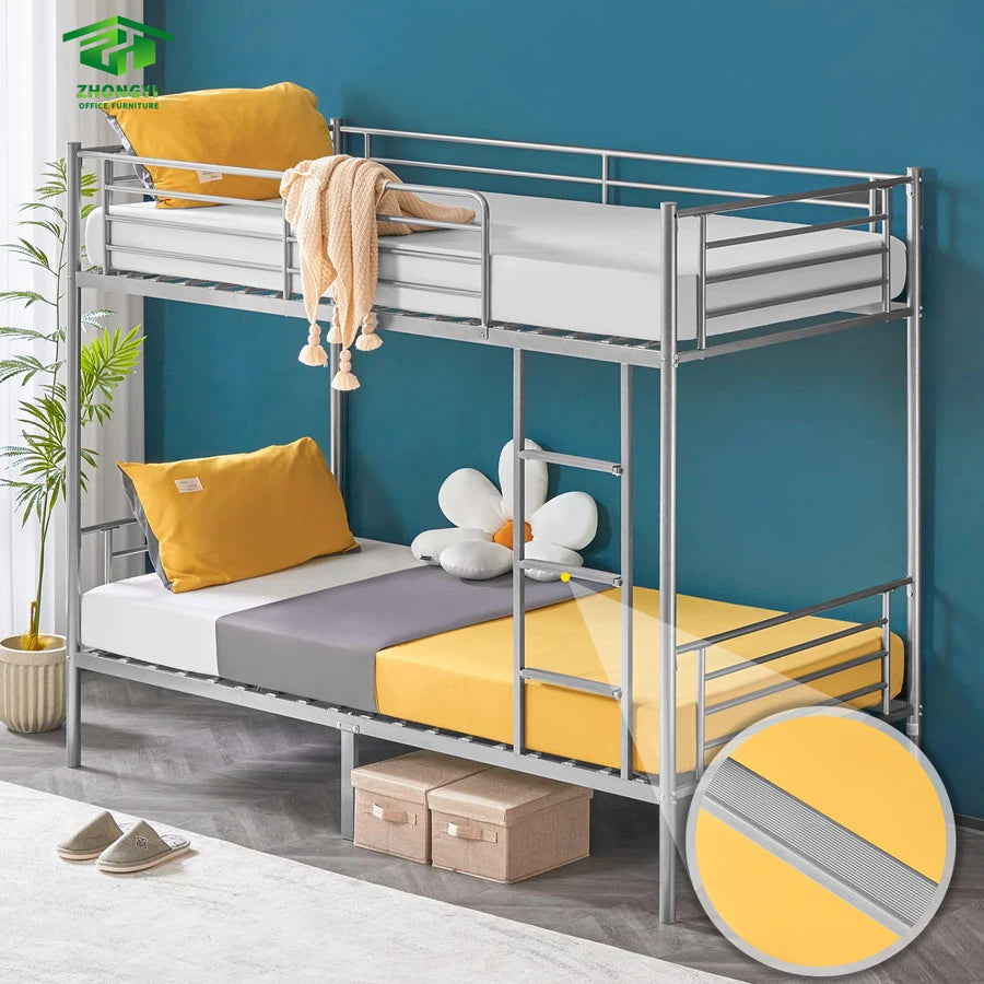 Heavy Duty Gothic Metal Bunk Bed Unique Twin XL Flat Bed Frame for Teens Adults Space Saving No Box Spring Needed for Dorm