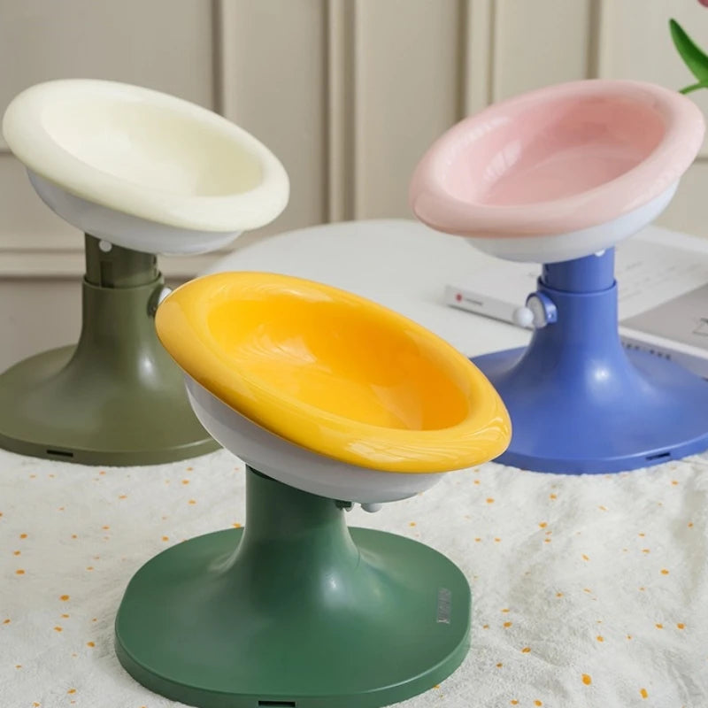 Oversized Eco-friendly Ceramic Cat Bowl Rounded PP Dog Bowl Automatic Tilting Cat Feeding
