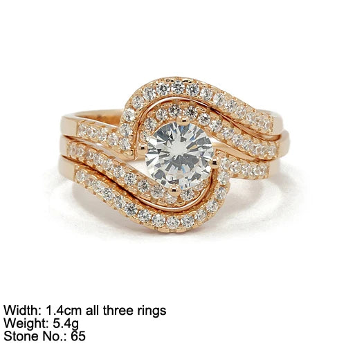 Fine Sterling 925 Silver Ring Jewelry Set Wedding Rings Set Custom Rings With Pave Band for Women