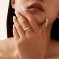 GAR02 Designer Open Teardrop Adjustable Thumb Hammer Pattern 925 Sterling Silver Ring for Trendy Jewelry