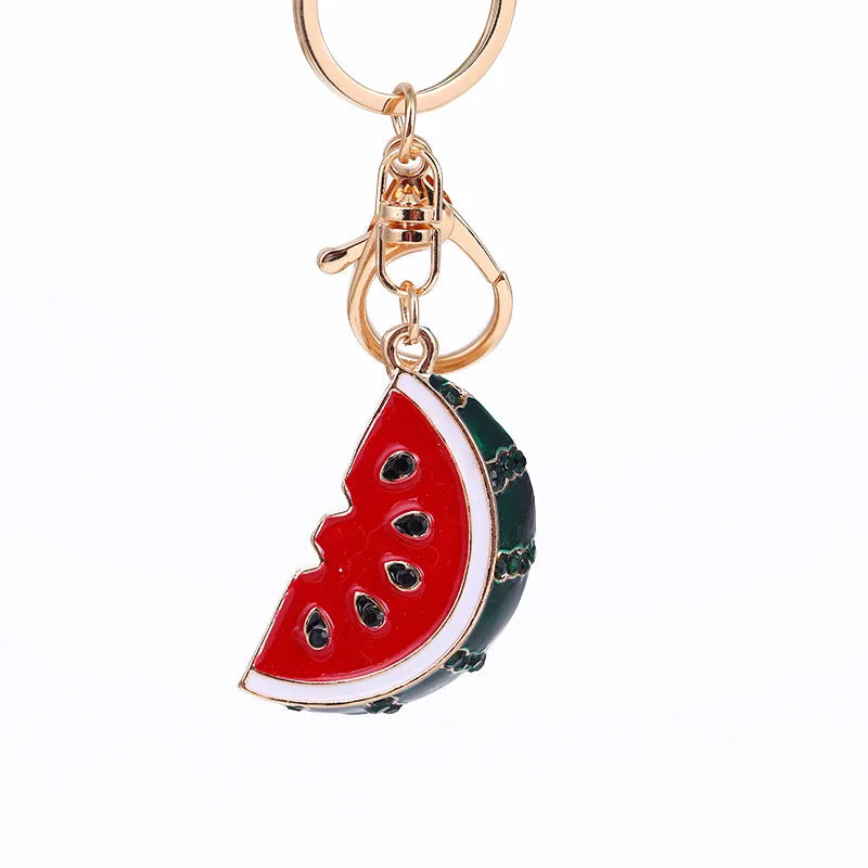 Factory Price Watermelon Keychain OEM Order Factory Diamond Customize Metal Key Ring Car Bag Phone Accessories Key Chain Gifts