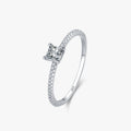 Ailmay Real 925 Sterling Silver Luxury Square Clear CZ Wedding Finger Ring for Women Classic Wedding Statement Jewelry