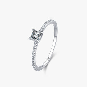 Ailmay Real 925 Sterling Silver Luxury Square Clear CZ Wedding Finger Ring for Women Classic Wedding Statement Jewelry