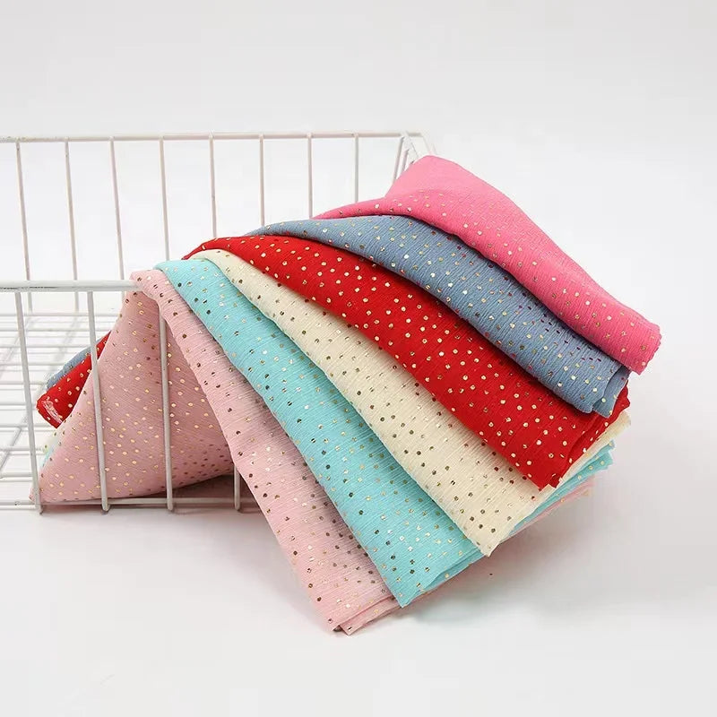 Chiffon Hijab Ladies Scarf New Spot Refreshing Long Scarf Shawl for Women 70x180cm Hijabs 2022 Pearl Hot Stamping Polka Dot